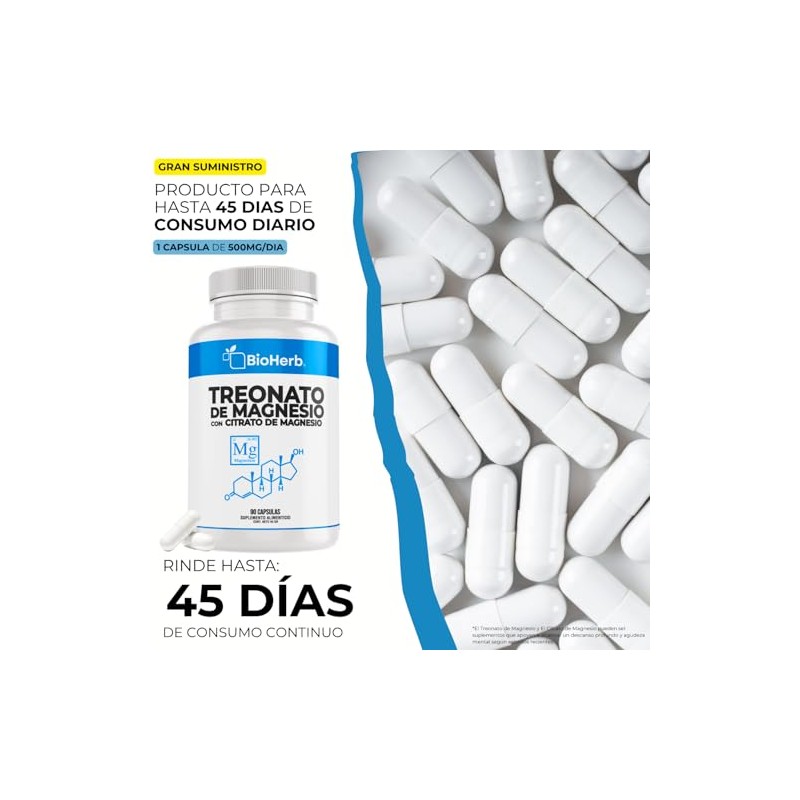BioHerb® | L-Treonato de Magnesio + Citrato de Magnesio Al