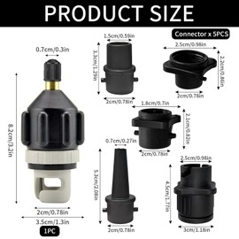 SUP Pump Adapter, Air Pump Converter Multifunction SUP Valve Adapter with 4 Air Valve Nozzles Paddle Board Pump Adapter for Inflatable Boat, Kayak, Paddle Board, Inflatable Bed, Dinghy