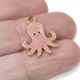 Hackberry Creek 6 Pink Enamel Octopus Charms, Whimsical Pendants for Sea Life Jewelry & Crafts