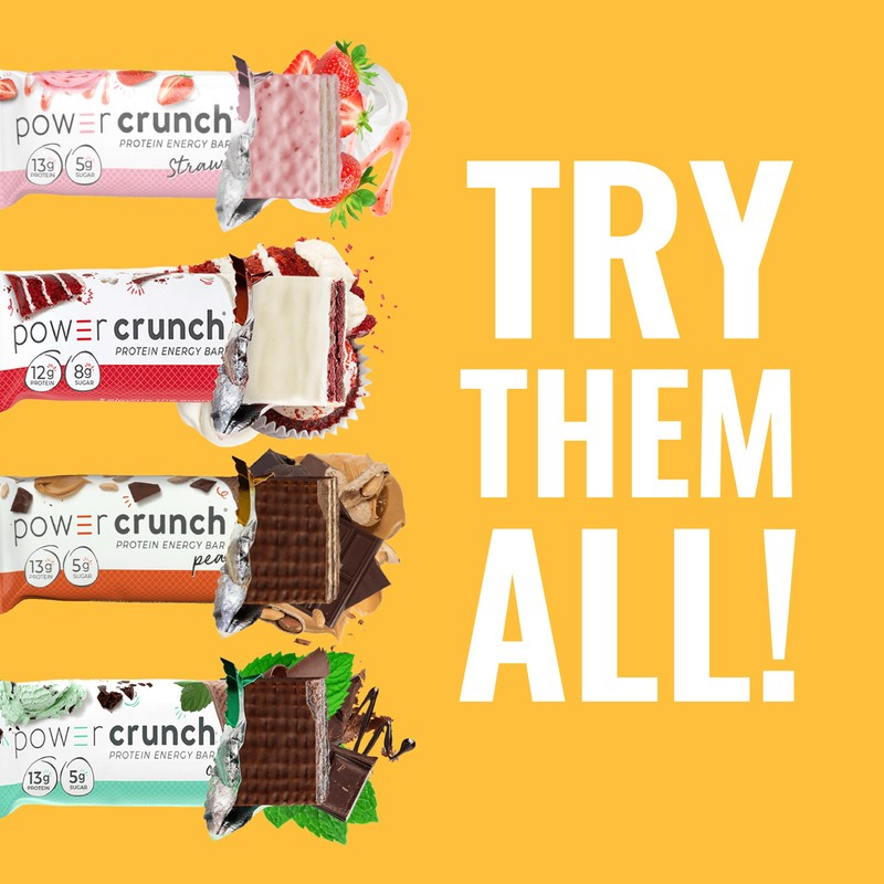 Power Crunch Protein Bars, High Protein Snacks with Delicious Taste,