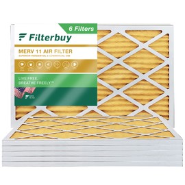 Filterbuy 14x25x1 Air Filter MERV 11 Allergen Defense (6-Pack), Pleated HVAC AC Furnace Air Filters Replacement (Actual Size: 13.50 x 24.50 x 0.75 Inches)