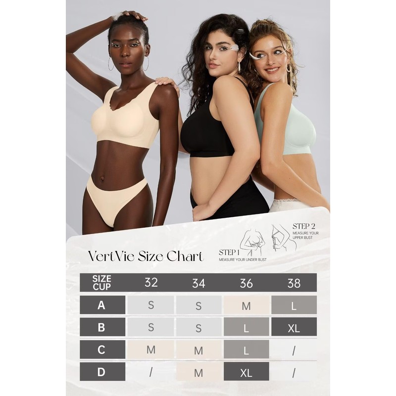 Vertvie Women Seamless Bras No Underwire Push Up Pullover Bras