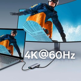 REAGLE USB-C Hub with 4K HDMI 60Hz, 100W PD, 1GBps LAN, USB 3.2, Card Reader - Multifunctional Aluminium Hub for Laptop, PC, MacBook M1, M2, M3