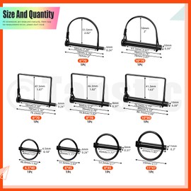 Tanstic 9Pcs Black Wire Lock Pin & Lynch Pin Set, Coupler Pin Shaft Locking Pin PTO Pin Trailer Coupler Pin Linch Pin for Farm Trailers Tractors Wagons Mower