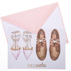 Graphique Solemates Handmade Card | Wedding Greeting | Bride, Groom, Newlyweds | Color-Coordinated Envelope | 5" x 7"