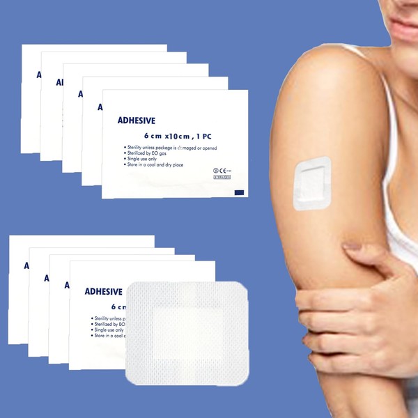 Waterproof Non-Woven Fabric Bandage, 6 x 10 cm, Strong Adhesion,