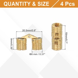 MECCANIXITY Brass Hidden Cylinder Hinges 8 mm Invisible Concealed Cylindrical Hinge 180 Degree Folding Support Small Hinge for DIY Crafts Jewelry Boxes Wooden Box Pack of 4