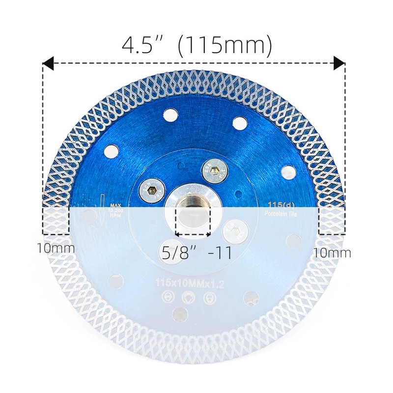 4.5" Porcelain Tile Blade Diamond Cutting Blade with Arbor 5/8"-11