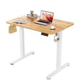 ERGOMAKER 35" Electric Standing Desk, Adjustable Height, Sit Stand Up Desk for Home Office & Computer Workstations, Memory Controller, Light Rustic Brown