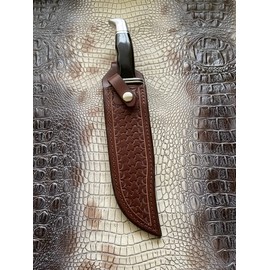 Carl Thomas Leathers Custom Leather Knife Sheath Fits Buck 120 Knife, Fixed Blade Knife Holder, Brown, Sheath Only