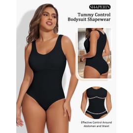 SHAPERIN Women's Shapewear Bodysuit Shaping Body Tummy Control Strong Body Shaper with Push Up Bra Shaping Body, Black #N4