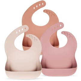 Eascrozn Silicone Bibs for Babies Toddler Set of 3, BPA Free, Soft Adjustable Waterproof Bibs for Feeding Essentials