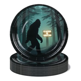 Pandecor Squatchin party decorations 7 inches Paper Plates,Bigfoot Birthday Party Decor for I'D Rather be Squatchin Themed Party