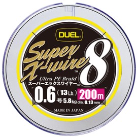 DUEL H3606N-5CR PE Line Fishing Line Super X-Wire 8 [Line Fishing Line Fishing Tackle High Strength High Sensitivity] No. 0.6 (200 m) 5 Color/Yellow Marking