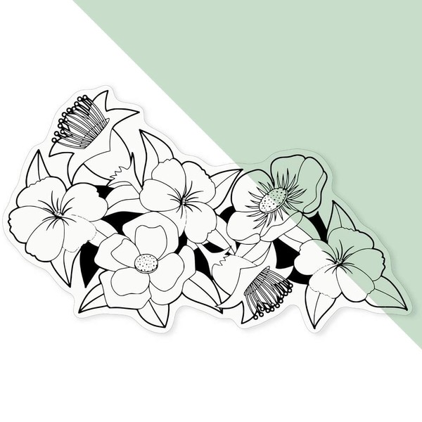 Extra Large 460mm 'Flower Bouquet' Transparent/Clear Sticker Decal for Windows/Cars/Walls