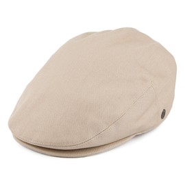 Lightweight Classic Cotton Ivy/Newsboy/Paperboy/Flat Cap Hat with Fixed Sizing and Satin Lining (Medium, Beige)