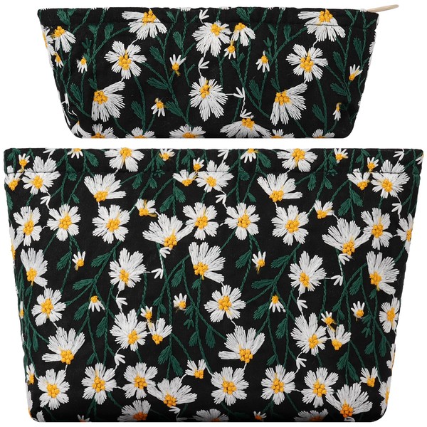 Aucuu Toiletry Bag Cosmetic Bag 2 Pieces Black, Beige-a, Contemporary