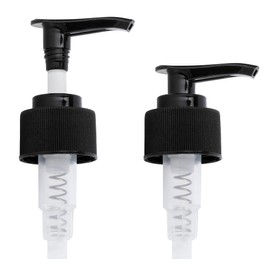 Black Ribbed Lotion Soap Pump Two Tone Top Closure Neck Size 28-410, 9.625 inch dip Tube Length (48 Pack)
