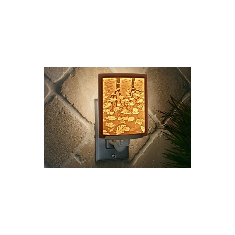 The Porcelain Garden Still Reflections - Curved Porcelain Lithophane Night