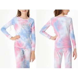 Beezizac Sleepover Pajama Set for Girls Tie Dye Cotton Snug-fit Long Sleeve PJ Size 4T-14