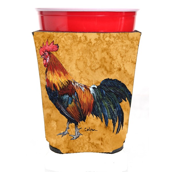 Caroline's Treasures 8651RSC Bird - Rooster Red Solo Cup Beverage Insulator Hugger, Red Solo Cup, Multicolor