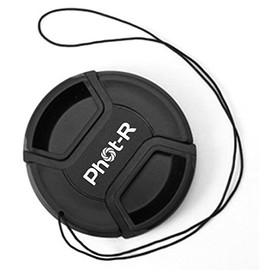 Phot-R 62 mm Centre Pinch Lens Cap with Safety Cord for DSLR Cameras