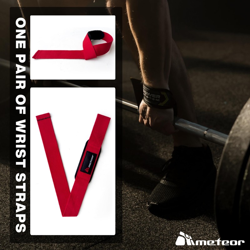 METEOR Weightlifting Straps for Grip and Stability, 60cm Cotton Blelnd