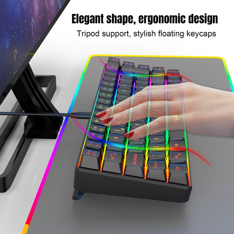 HXSJ V200 Wired K68 RGB Streamer Mini Gaming Keyboard 19-Key