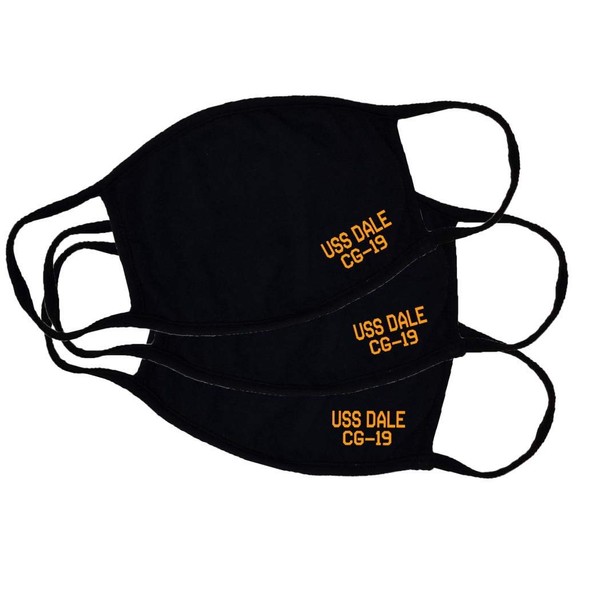 USS Dale CG-19 Adult Black Face Mask 100% Cotton/Washable Reusable/Leahy Class Cruiser