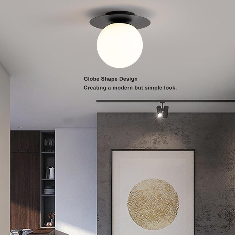 White Glass Globe Ceiling Light 18cm Diameter G9 Base Globe