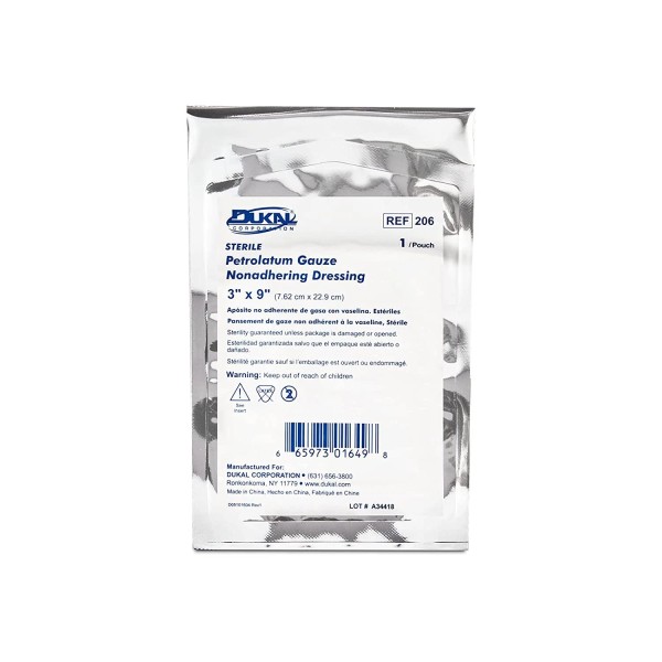 Dukal 206 Xeroform Petrolatum Gauze Dressing 3 In. x 9