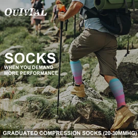 OUIVIAL 3 Pack Copper Compression Socks for Women&Men 20-30mmHg Open Toe Knee High Support Socks for Varicose Vein Running