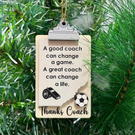 Soccer Coach Thanks Clipboard Sports Collection Coach's Whistle Soccor, Football, Baseball, Basketball, Volleyball Coach Ornament, Coach Christmas Ornaments, Sport Coach Gifts Team Wood 3 Layers
