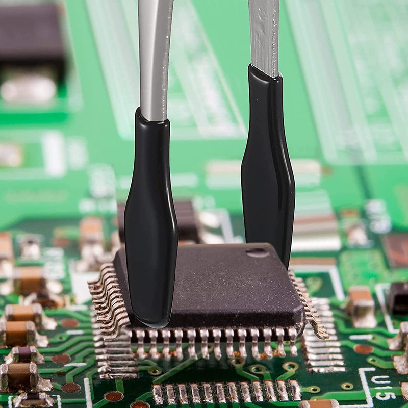 mawaki ピンセット ゴム製ピンセット 柔らかい ステンレススチールピンセット PVCコーティング 産業 実験室 クラフトピンセット15cm