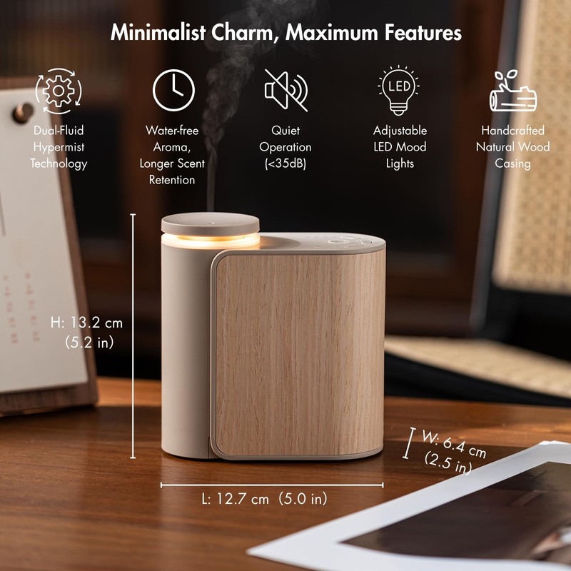 ZMARKRAFT® Waterless Essential Oil Diffuser w Solid Wood Cover 3