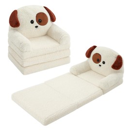 MOONBEEKI Comfy Toddler Chair, Kids Couch Fold Out to Lounger, Foldable Baby Sofa Plush for Girl and Boy Age 18 Months and Up （Charlie Dog）