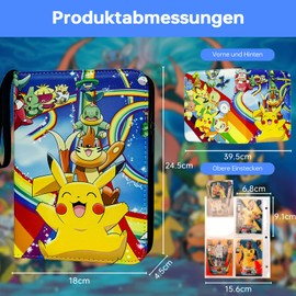 YFCHOTI Trading Card Album for 400 Cards, 4 Pockets Cards, Collector's Album, Collector's Folder, Waterproof Cards, Book Folder with Zip, Carry Handle, 50 Pages, 3-Ring Cards Folder, Collector's Book