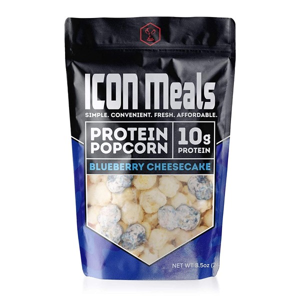 ICON Meals Protein Popcorn, High Protein Popcorn, All Natural, Air Popped, Zero Added Sugar, 10g Protein, 1 Bag (8.5 oz, Blueberry Cheesecake)