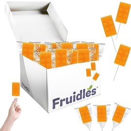 Fruidles Color Brick Lollipop Suckers Candy, Great for Birthday Parties, Events, and Goody Bag Fillers, Party Favors, Individually Wrapped (24-Pack)