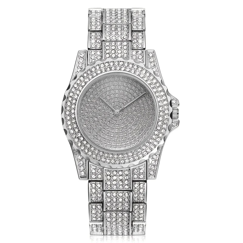 Luxury Quartz Watch with Rhinestones - Two-piece Watch and Bracelet
