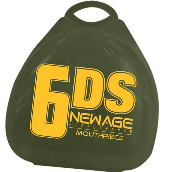 New Age Performance 6DS Sports and Fitness Weight-Lifting Mouthpiece - Lower Jaw - No-Contact - Includes Case - Army Green
