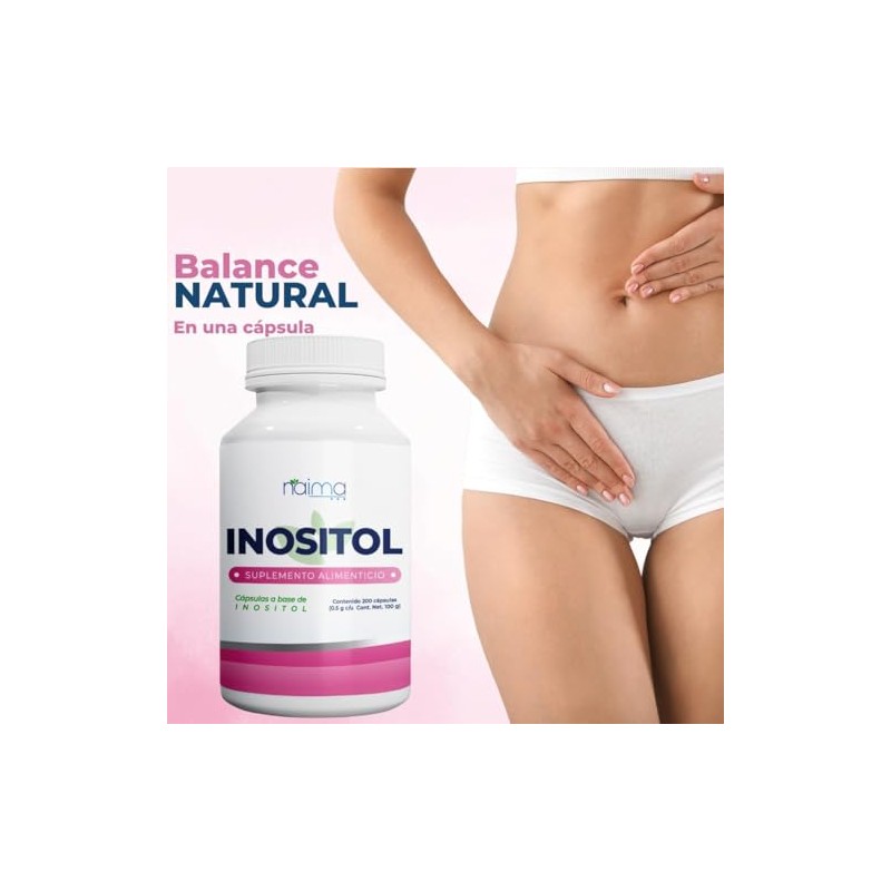 NAIMA Inositol, 200 Cápsulas Suplemento Alimenticio 100 Puro Ingredientes Naturales,
