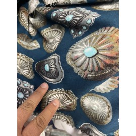 rayon challis fabric by the yard With Conchos Print
