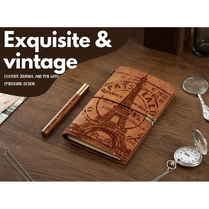 InnoBeta Paris Gifts, Paris Gifts for Women Leather Journal Notebook