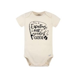 Expecting Our Greatest Catch Baby Announcement Gender Reveal Shirts Pregnancy Announcements Of Baby Custom Baby Onesie Surprise Pregnancy (3-6m onesie, beige)