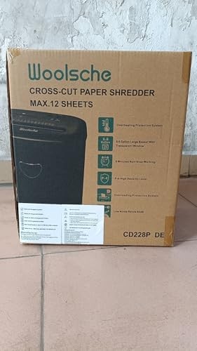 Distruggidocumenti per ufficio domestico, distruggidocumenti da 12 fogli con alto livello di sicurezza P-4, taglio a croce, carta di creditoCD,