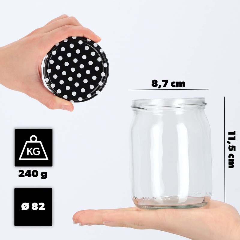 KADAX Jam Jars 540 ml, Preserving Jars with Screw Lids,