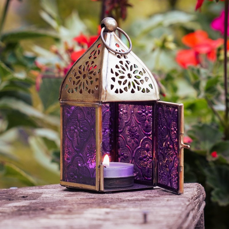 In the Breeze 9203 — Purple Mini Square Tealight Lantern