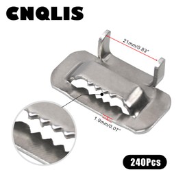 CNQLIS - 240 hebillas de acero inoxidable 304 para orejas de 3/4 pulgadas de ancho, hebillas de cierre de oreja, abrazadera de tubo de sellado de ala para tubos de ejemplo de tuberías, maderas, cable