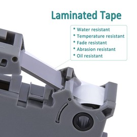 Hehua - Paquete de 6 cintas Tze Tz de 9 mm de 0.36 pulgadas, color blanco laminado compatible con Brother TZe-221 TZe221 P Touch Label Maker Tape para Ptouch PT-D210 D200 D220 H110 D400 D600 PT1290, color negro sobre blanco